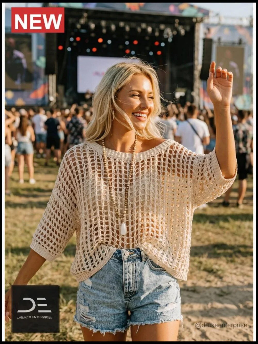 Crochet Hollow Out Short Sleeve Knit Top Beach Coverup Sweater